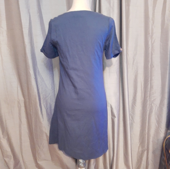 Joe Browns Cat print short sleeve blue shift dress UK 8 viscose/ linen blend - Picture 6 of 10